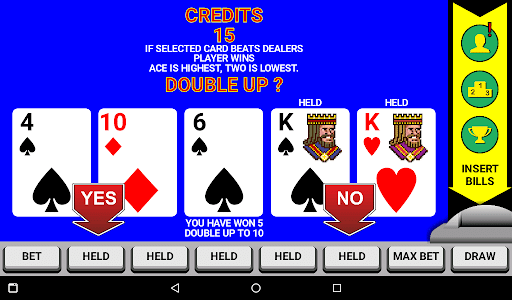 screenshot of the double up feature mode in video poker.