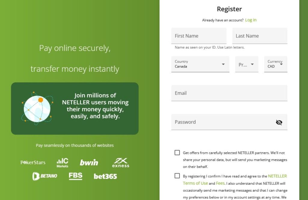 Register at Neteller