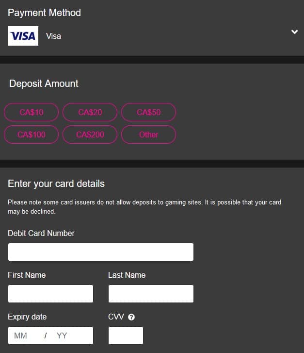 Deposit with Visa