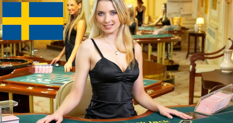 Casino för Svenska spelare med live dealer och svensk flagga